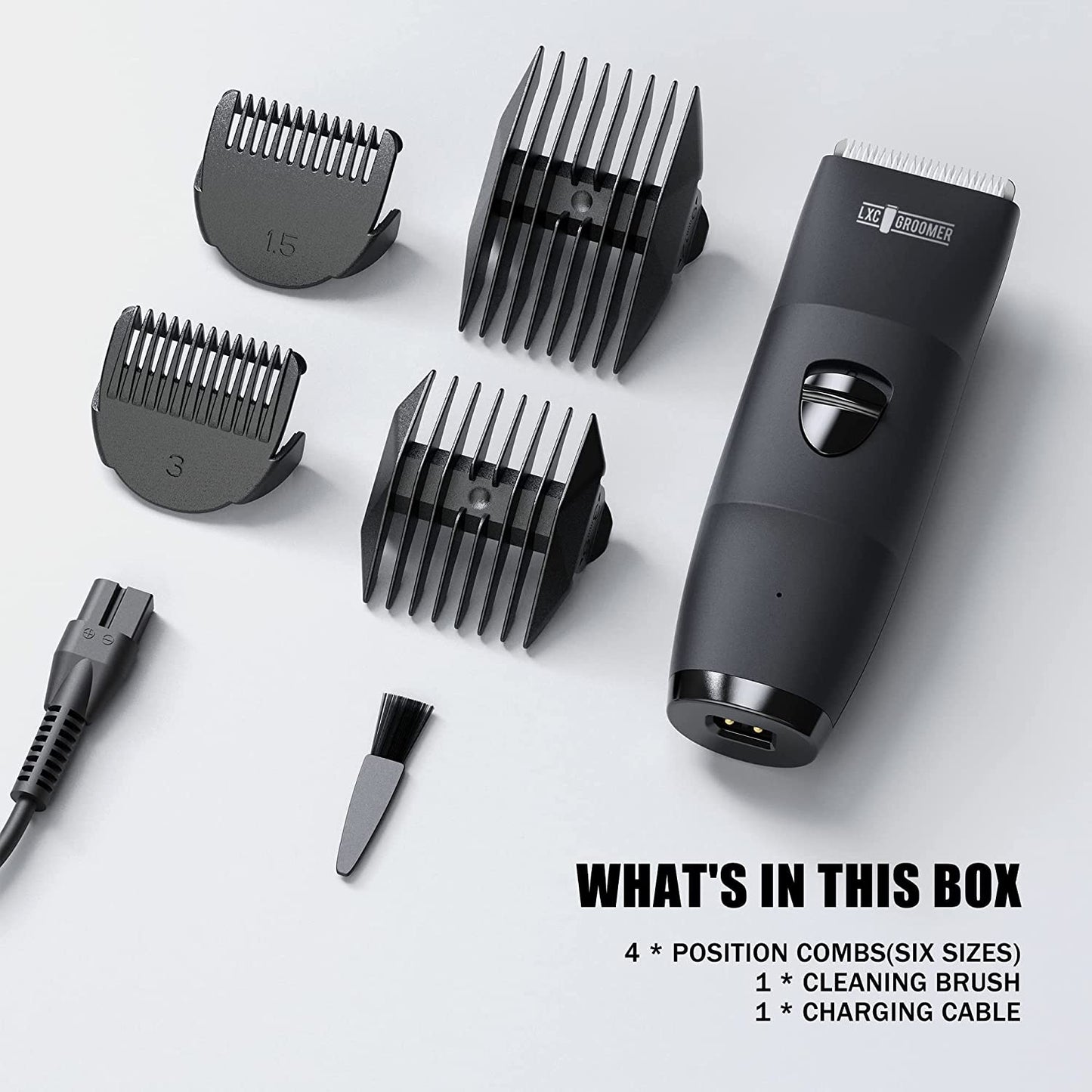 LXCGROOMER Body Hair Trimmer for Men, Groin Hair Trimmer for Men Electric Ball Trimmer & Shaver, Replaceable Ceramic Blade Heads, Body Trimmer with Anti-Nick Guard, Waterproof Wet/Dry Body Groomer