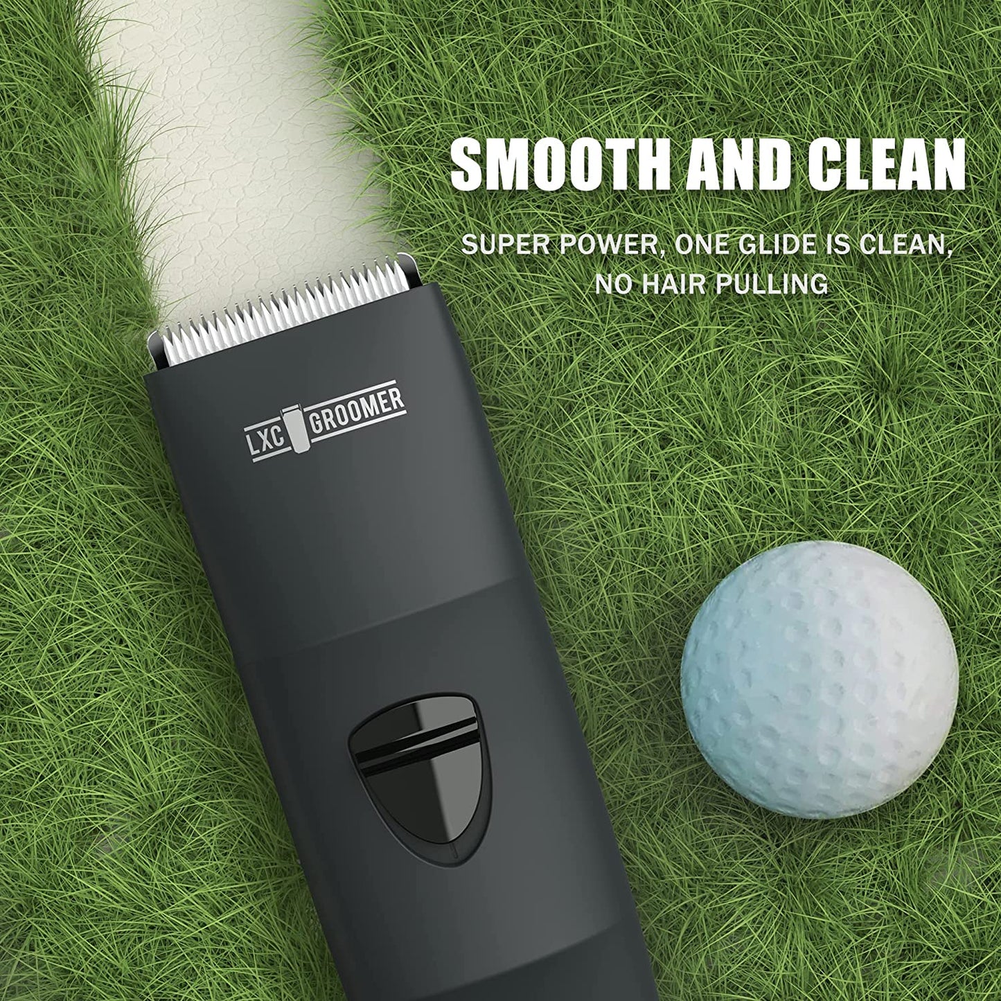 LXCGROOMER Body Hair Trimmer for Men, Groin Hair Trimmer for Men Electric Ball Trimmer & Shaver, Replaceable Ceramic Blade Heads, Body Trimmer with Anti-Nick Guard, Waterproof Wet/Dry Body Groomer